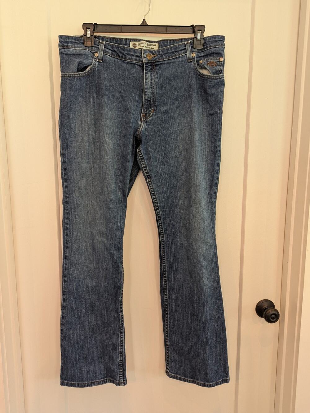 Vtg Harley Davidson Womens 18 Long Bootcut Denim Jeans Biker Retro